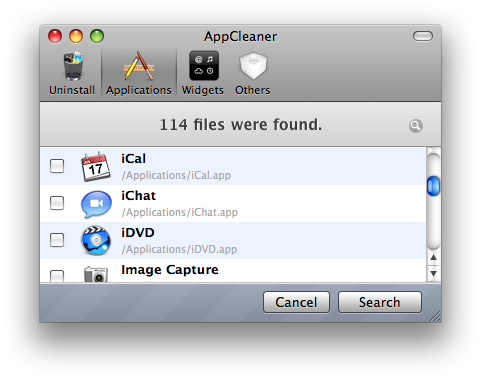 AppCleaner - program és widget uninstall