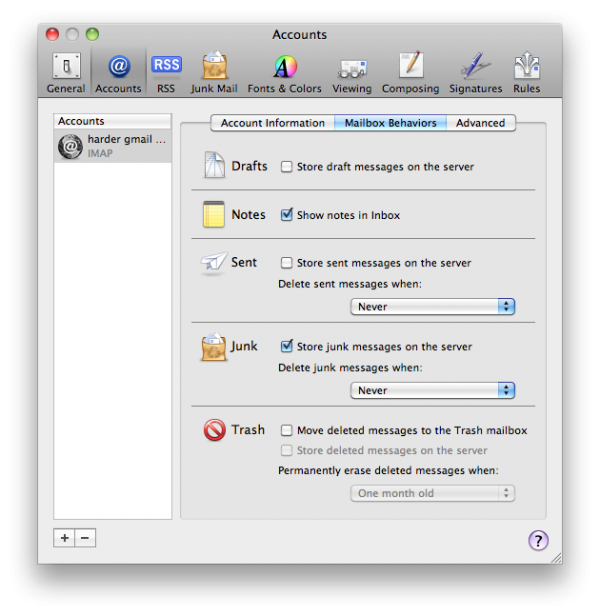 Apple Mail - Gmail IMAP ajánlott beállításokkal