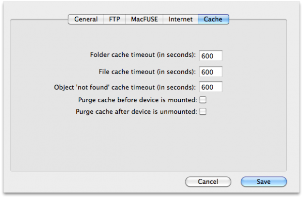 WebDrive for Mac OS X - Cache beállítások