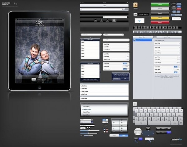 iPad és iPhone GUI PSD fájl minta