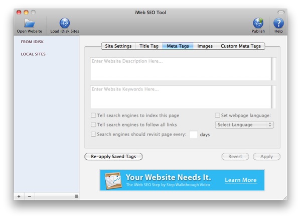 iWeb SEO Tool - kereőoptimalizálást segítő szoftver Mac OS X alatt